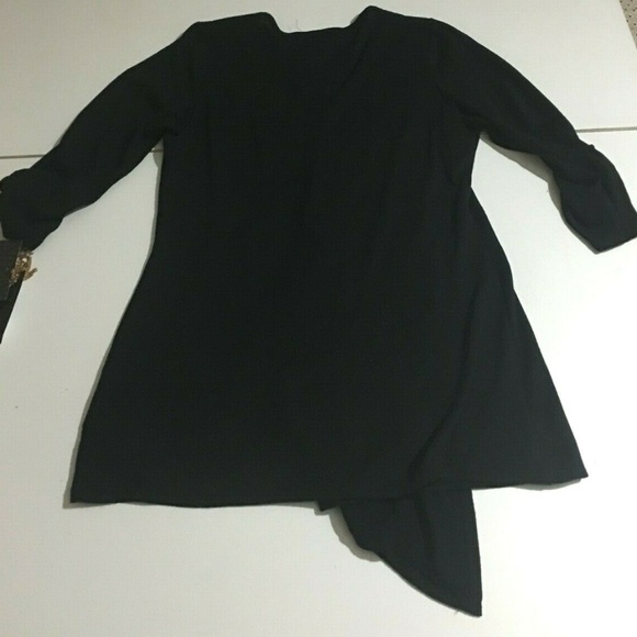 IZ Byer Womens Medium Black Top V-Neck NWT - Picture 6 of 8
